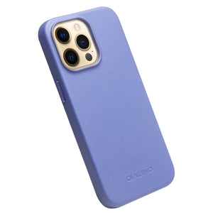 For iPhone 13 Pro Max QIALINO Nappa Cowhide MagSafe Magnetic Protective Case (Blue)