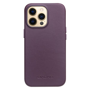 For iPhone 13 Pro Max QIALINO Nappa Cowhide MagSafe Magnetic Protective Case (Purple Crystal)