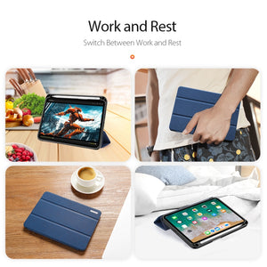 For iPad mini 6 DUX DUCIS Domo Series Horizontal Flip Magnetic TPU + PU Leather Tablet Case with Three-folding Holder & Pen Slot(Blue)