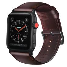 For Apple Watch Ultra 49mm / Series 8&7 45mm / SE 2&6&SE&5&4 44mm / 3&2&1 42mm Oil Wax Genuine Leather Strap Watch Band(Red Brown)