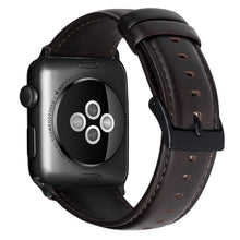 For Apple Watch Ultra 49mm / Series 8&7 45mm / SE 2&6&SE&5&4 44mm / 3&2&1 42mm Oil Wax Genuine Leather Strap Watch Band(Dark Brown)