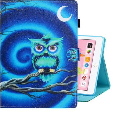 For iPad 10.2 / Air 10.5 (2019) Colored Drawing Horizontal Flip PU Leather Case with Holder & Card Slot & Sleep / Wake-up Function(Moon Owl)