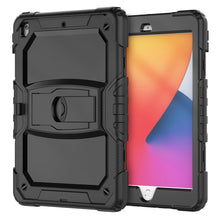 For iPad 10.2 2021 / 2020 / 2019 Shockproof Colorful Silica Gel + PC Protective Case with Holder & Shoulder Strap(Black)