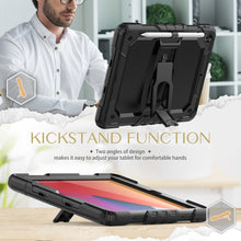 For iPad 10.2 2021 / 2020 / 2019 Shockproof Colorful Silica Gel + PC Protective Case with Holder & Shoulder Strap(Black)