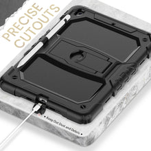 For iPad 10.2 2021 / 2020 / 2019 Shockproof Colorful Silica Gel + PC Protective Case with Holder & Shoulder Strap(Black)