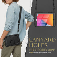 For iPad 10.2 2021 / 2020 / 2019 Shockproof Colorful Silica Gel + PC Protective Case with Holder & Shoulder Strap(Black)