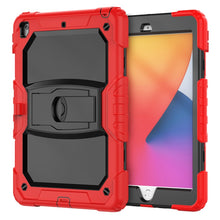 For iPad 10.2 2021 / 2020 / 2019 Shockproof Colorful Silica Gel + PC Protective Case with Holder & Shoulder Strap(Red)