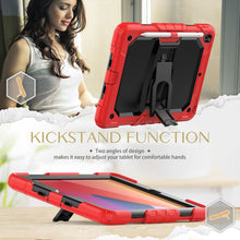 For iPad 10.2 2021 / 2020 / 2019 Shockproof Colorful Silica Gel + PC Protective Case with Holder & Shoulder Strap(Red)