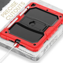 For iPad 10.2 2021 / 2020 / 2019 Shockproof Colorful Silica Gel + PC Protective Case with Holder & Shoulder Strap(Red)