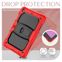 For iPad 10.2 2021 / 2020 / 2019 Shockproof Colorful Silica Gel + PC Protective Case with Holder & Shoulder Strap(Red)