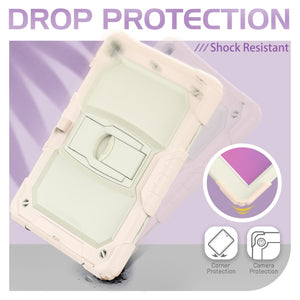 For iPad 10.2 2021 / 2020 / 2019 Shockproof Colorful Silica Gel + PC Protective Case with Holder & Shoulder Strap(Rose Gold)