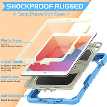 For iPad 10.2 2021 / 2020 / 2019 Shockproof Colorful Silica Gel + PC Protective Case with Holder & Shoulder Strap(Cyan Blue)