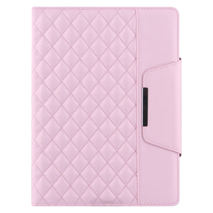 Checkered Pattern Horizontal Flip Leather Case with Holder & Card Slots & Hand Strap For iPad 10.2 (2021 / 2020 / 2019) / Air 10.5 2019 / Pro 10.5 2017(Pink)