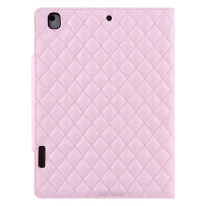 Checkered Pattern Horizontal Flip Leather Case with Holder & Card Slots & Hand Strap For iPad 10.2 (2021 / 2020 / 2019) / Air 10.5 2019 / Pro 10.5 2017(Pink)