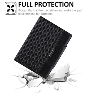 Checkered Pattern Horizontal Flip Leather Case with Holder & Card Slots & Hand Strap For iPad 10.2 (2021 / 2020 / 2019) / Air 10.5 2019 / Pro 10.5 2017(Black)