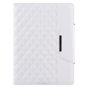 Checkered Pattern Horizontal Flip Leather Case with Holder & Card Slots & Hand Strap For iPad 10.2 (2021 / 2020 / 2019) / Air 10.5 2019 / Pro 10.5 2017(White)