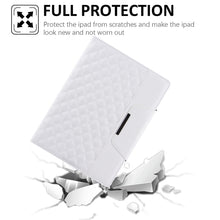 Checkered Pattern Horizontal Flip Leather Case with Holder & Card Slots & Hand Strap For iPad 10.2 (2021 / 2020 / 2019) / Air 10.5 2019 / Pro 10.5 2017(White)