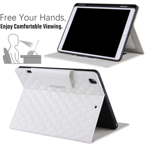 Checkered Pattern Horizontal Flip Leather Case with Holder & Card Slots & Hand Strap For iPad 10.2 (2021 / 2020 / 2019) / Air 10.5 2019 / Pro 10.5 2017(White)