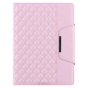 For iPad Pro 11 (2021 / 2020 / 2018) / Air 10.9 2020 Checkered Pattern Horizontal Flip Leather Tablet Case with Holder & Card Slots & Hand Strap(Pink)