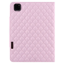 For iPad Pro 11 (2021 / 2020 / 2018) / Air 10.9 2020 Checkered Pattern Horizontal Flip Leather Tablet Case with Holder & Card Slots & Hand Strap(Pink)