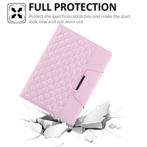 For iPad Pro 11 (2021 / 2020 / 2018) / Air 10.9 2020 Checkered Pattern Horizontal Flip Leather Tablet Case with Holder & Card Slots & Hand Strap(Pink)