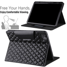 For iPad Pro 11 (2021 / 2020 / 2018) / Air 10.9 2020 Checkered Pattern Horizontal Flip Leather Tablet Case with Holder & Card Slots & Hand Strap(Black)