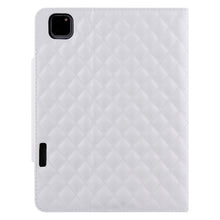 For iPad Pro 11 (2021 / 2020 / 2018) / Air 10.9 2020 Checkered Pattern Horizontal Flip Leather Tablet Case with Holder & Card Slots & Hand Strap(White)