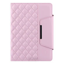 Checkered Pattern Horizontal Flip Leather Case with Holder & Card Slots & Hand Strap For iPad mini 5 / 4(Pink)