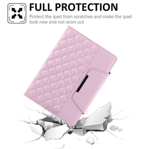 Checkered Pattern Horizontal Flip Leather Case with Holder & Card Slots & Hand Strap For iPad mini 5 / 4(Pink)