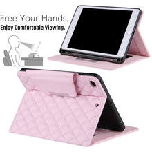 Checkered Pattern Horizontal Flip Leather Case with Holder & Card Slots & Hand Strap For iPad mini 5 / 4(Pink)