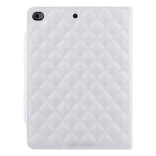 Checkered Pattern Horizontal Flip Leather Case with Holder & Card Slots & Hand Strap For iPad mini 5 / 4(White)