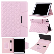 Checkered Pattern Horizontal Flip Leather Case with Holder & Card Slots & Hand Strap For iPad 9.7 (2018 / 2017) / Air 2 / Air / Pro 9.7 2016(Pink)