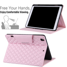 Checkered Pattern Horizontal Flip Leather Case with Holder & Card Slots & Hand Strap For iPad 9.7 (2018 / 2017) / Air 2 / Air / Pro 9.7 2016(Pink)