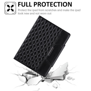 Checkered Pattern Horizontal Flip Leather Case with Holder & Card Slots & Hand Strap For iPad 9.7 (2018 / 2017) / Air 2 / Air / Pro 9.7 2016(Black)