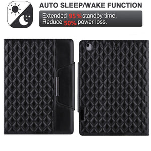 Checkered Pattern Horizontal Flip Leather Case with Holder & Card Slots & Hand Strap For iPad 9.7 (2018 / 2017) / Air 2 / Air / Pro 9.7 2016(Black)