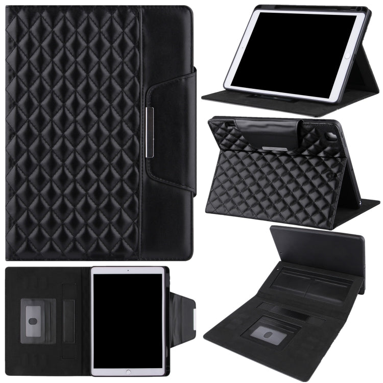 Checkered Pattern Horizontal Flip Leather Case with Holder & Card Slots & Hand Strap For iPad 9.7 (2018 / 2017) / Air 2 / Air / Pro 9.7 2016(Black)