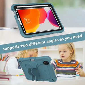 For iPad mini 6 Pure Color PC + Silicone Anti-drop Protective Tablet Case with Butterfly Shape Holder & Pen Slot(Dark Green)