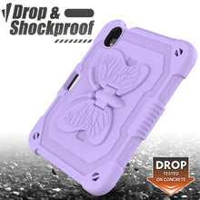 For iPad mini 6 Pure Color PC + Silicone Anti-drop Protective Tablet Case with Butterfly Shape Holder & Pen Slot(Light Purple)
