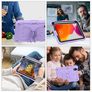 For iPad mini 6 Pure Color PC + Silicone Anti-drop Protective Tablet Case with Butterfly Shape Holder & Pen Slot(Light Purple)