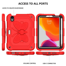 For iPad mini 6 Pure Color PC + Silicone Anti-drop Protective Tablet Case with Butterfly Shape Holder & Pen Slot(Red)