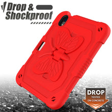 For iPad mini 6 Pure Color PC + Silicone Anti-drop Protective Tablet Case with Butterfly Shape Holder & Pen Slot(Red)