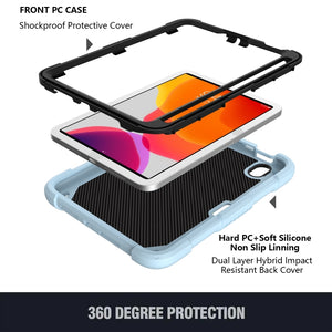 For iPad mini 6 Pure Color PC + Silicone Anti-drop Protective Tablet Case with Butterfly Shape Holder & Pen Slot(Ice Crystal Blue)