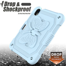 For iPad mini 6 Pure Color PC + Silicone Anti-drop Protective Tablet Case with Butterfly Shape Holder & Pen Slot(Ice Crystal Blue)