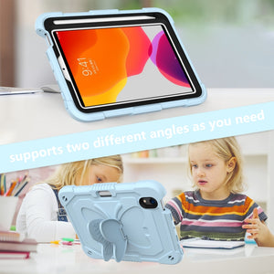 For iPad mini 6 Pure Color PC + Silicone Anti-drop Protective Tablet Case with Butterfly Shape Holder & Pen Slot(Ice Crystal Blue)