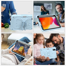 For iPad mini 6 Pure Color PC + Silicone Anti-drop Protective Tablet Case with Butterfly Shape Holder & Pen Slot(Ice Crystal Blue)