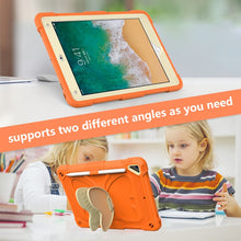 Beige PC + Silicone Anti-drop Protective Case with Butterfly Shape Holder & Pen Slot For iPad 9.7 2018 & 2017 / Pro 9.7 inch / Air 2 / 6(Beige + Kumquat)