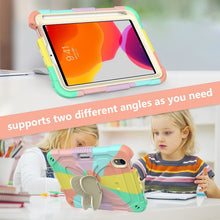 For iPad mini 6 Beige PC + Silicone Anti-drop Protective Tablet Case with Butterfly Shape Holder & Pen Slot(Colorful Rose Gold)