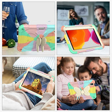 For iPad mini 6 Beige PC + Silicone Anti-drop Protective Tablet Case with Butterfly Shape Holder & Pen Slot(Colorful Rose Gold)