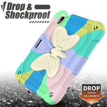 For iPad mini 6 Beige PC + Silicone Anti-drop Protective Tablet Case with Butterfly Shape Holder & Pen Slot(Colorful Green)