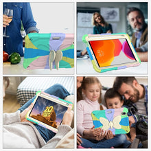 For iPad mini 6 Beige PC + Silicone Anti-drop Protective Tablet Case with Butterfly Shape Holder & Pen Slot(Colorful Green)